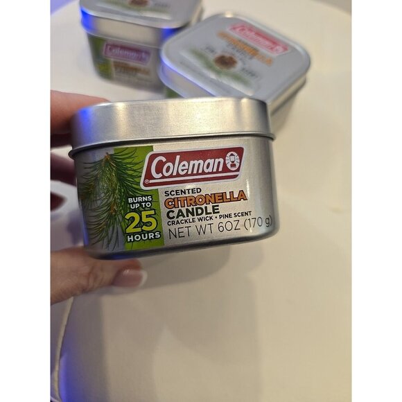 Coleman Pine Scented Citronella Candle Wooden Crackle Wick Lot of 3 New OUTDOOR - Picture 4 of 6